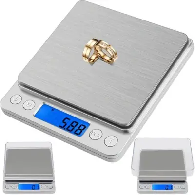 Precizna tehtnica Ruhhy, 500g/0,01g, LCD, sive barve