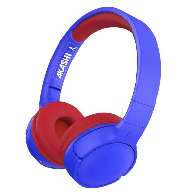 Bluetooth 5.1 slušalke za otroke z mikrofonom, 8h življenjska doba baterije, Akashi - modre/rdeče
