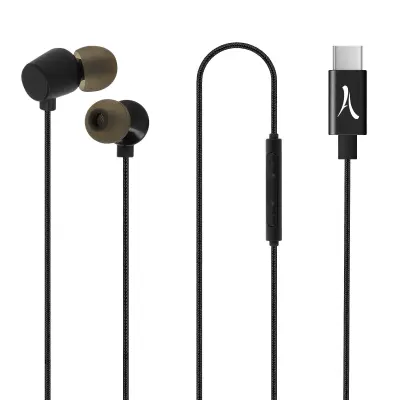 USB-C žične slušalke, magnetne slušalke z mikrofonom in večfunkcijskimi gumbi, Akashi - črne