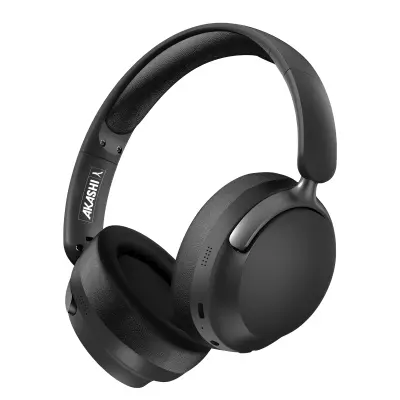 Akashi, Brezžične slušalke Bluetooth Vgrajen mikrofon 25-urno delovanje baterije Zložljive, Črna