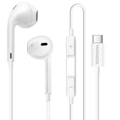 Mayaxess, Žične USB-C slušalke za Google Pixel 10 Pro Fold z vgrajenim mikrofonom, Bela