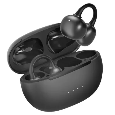 FORCE PLAY, Prave brezžične slušalke Open-Ear AirClip z ENC, Črna