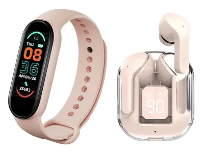 Eko, TWS Imagine Bluetooth 5.3 ENC slušalke in povezana zapestnica Sport Pack, Roza