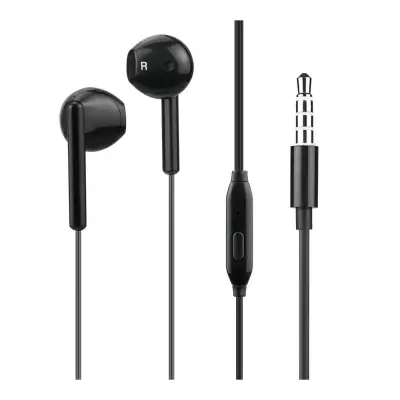 WOW, Žične slušalke 1,2 m Jack 3,5 mm gumb z mikrofonom, Črna