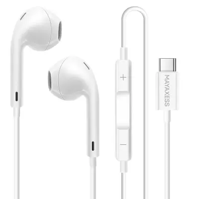 Mayaxess, Žične USB-C slušalke za Google Pixel 10 z vgrajenim mikrofonom, Bela