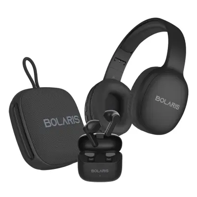 Bolaris, Stereo slušalke Malaga 3 v 1 / zvočnik Bluetooth / slušalke Valencia Audio Pack, Črna