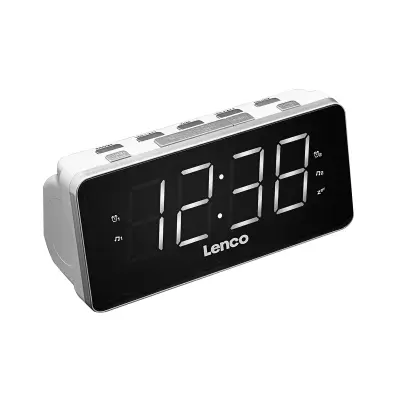 Lenco, FM PLL budilka LED 1.8" velik zaslon dvojni alarm, Bela