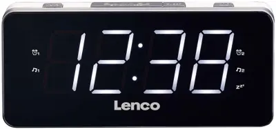 Lenco, FM PLL budilka LED 1.8" velik zaslon dvojni alarm, Bela