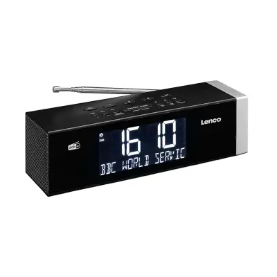 Lenco, DAB+/FM/Bluetooth 5.0 radio budilka LED zaslon dvojna budilka, Črna