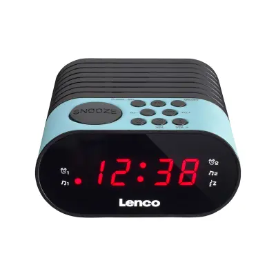 Lenco, FM PLL radio budilka dvojna budilka LED zaslon, Črna / Modra
