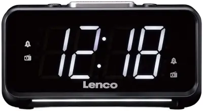 Lenco, Radio-budilka z ročnim zatemnjevalcem in LED nočno lučko dvojna budilka, Črna