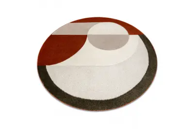 DUNE 8088 preproga krog kremna / terakota – geometrijska, struktura cercle 200 cm