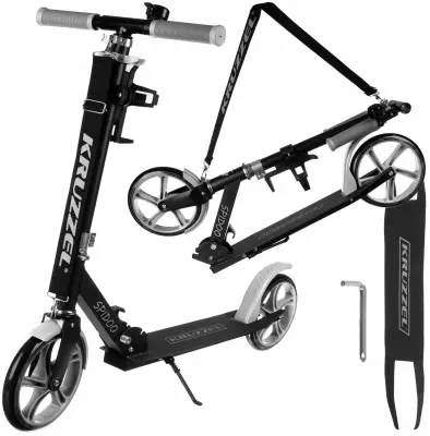 Alu. zložljiv otroški skiro do 100kg gumirana kolesa 200mm ABEC-7 siv Spido