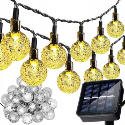 LED 50 toplo bela zunanja solarna dekorativna girlanda IP44 7m 8 funkcij