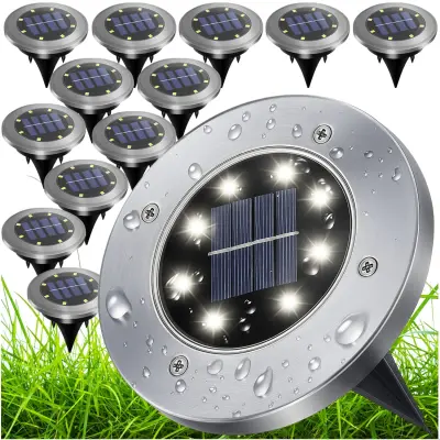 Set 12x inox zunanja solarna talna svetilka 6000K