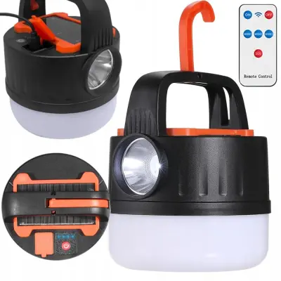 Turistična aku. LED solarna prenosna luč za kampiranje powerbank daljinec
