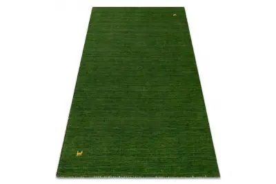 Volnena preproga GABBEH LOOM zelena - ROČNO TKANA debela 60x90 cm