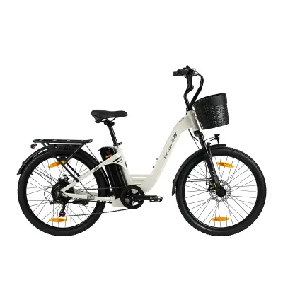 Električno mestno kolo TTGO C2 PRO, 250 W, srednji pogon, 36 V 18 Ah, 26”, belo