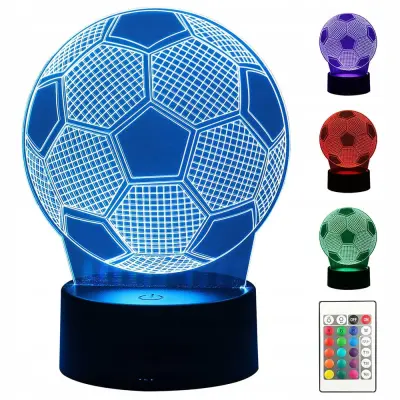 USB LED RGB 3D dekorativna svetilka nogometna žoga daljinec