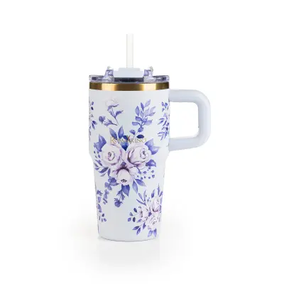 Termo lonček Rosmarino MegaCup Roses 580 ml – moder