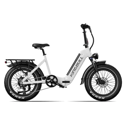 Zložljivo električno kolo Kingbull Verve, 48 V 960 Wh, 20-palčno debelo kolo, Step-Through, belo