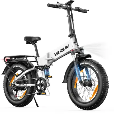 VARUN S20-2 zložljivo električno kolo 20", 48V 13Ah baterija, debelo kolo, belo