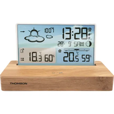 THOMSON, Alarm Digitalni vremensko združljiv zunanji sonda Dvojni alarmni barvni zaslon, Modra / Rjava