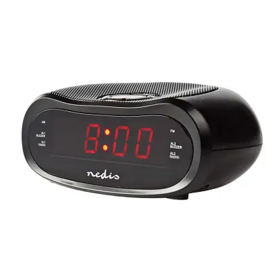 Nedis, Digitalna LED AM/FM budilka z dvojnim alarmom in funkcijo dremeža, Črna