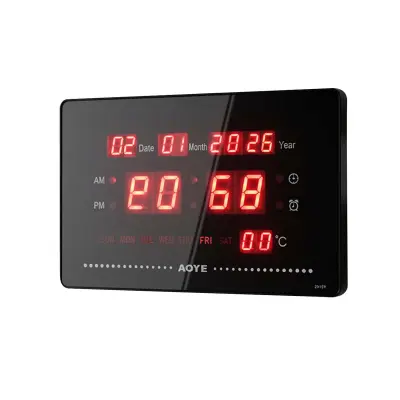 LED svetleča digitalna ura z prikazom datuma / časa / temperature, Črna