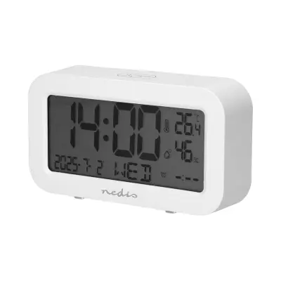 Nedis, Digitalna budilka LCD zaslon datum temperatura funkcija dremeža, Bela