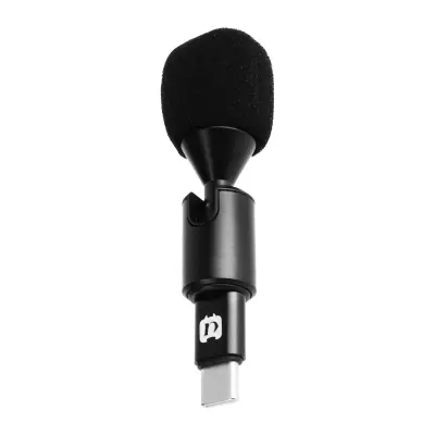 Mikrofon za pametni telefon, USB-C priključek, vrtljiv z vetrobranskim steklom - črn