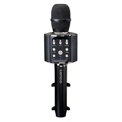 Lenco, Mikrofon za karaoke Bluetooth z zvočnikom in glasbenimi svetlobnimi učinki, Črna