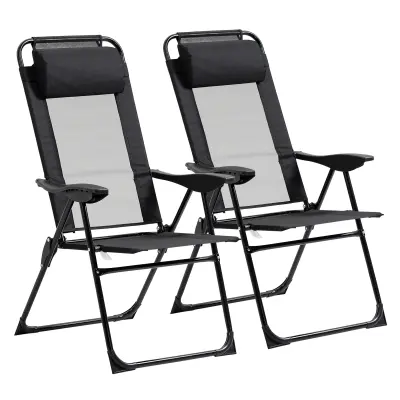 Zložljiv vrtni stol komplet 2 kosa 62x70x109 cm črna