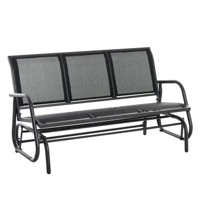 Vrtna gugalnica klop za 3 osebe 151x75x85 cm črna