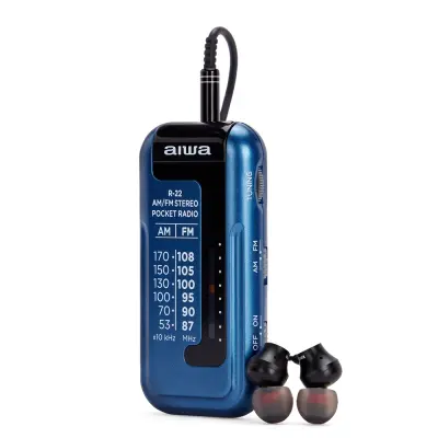 AIWA R-22BL prenosni AM/FM radio s slušalkami