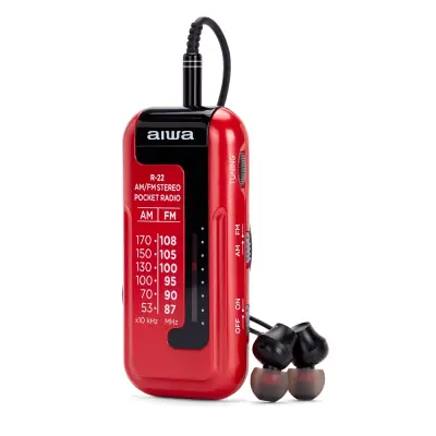 AIWA R-22RD prenosni AM/FM radio s slušalkami