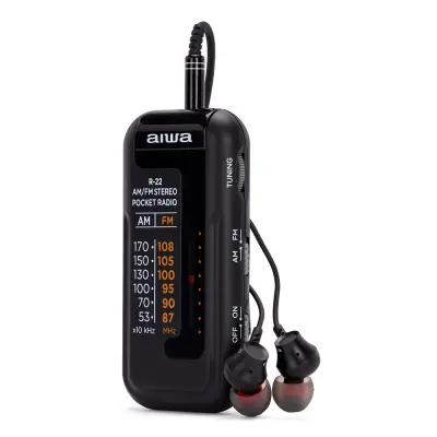 AIWA R-22BK prenosni AM/FM radio s slušalkami