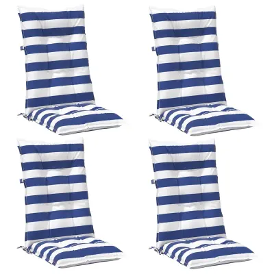 vidaXL Zunanja blazina 4 pcs Modra in bela 120 x 50 x 7 cm Blago