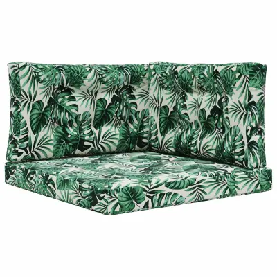 vidaXL Zunanja blazina za kavč 3 pcs Vzorec lista Poliester