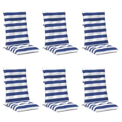 vidaXL Zunanja blazina 6 pcs Modra in bela 120 x 50 x 7 cm Blago