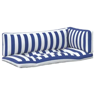 vidaXL Zunanja blazina 3 pcs Modra in bela 103 x 58 x 10 cm Blago