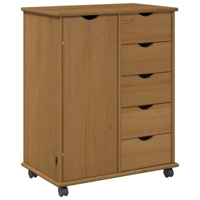 vidaXL Gležnji kabinet s kolesom Medeno rjava 63,5 x 39 x 79 cm