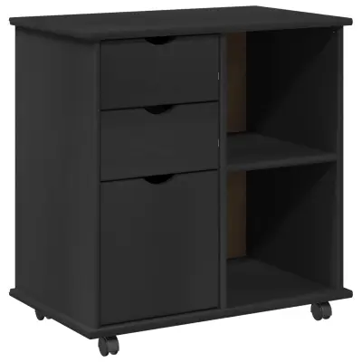 vidaXL Gležnji kabinet Črna 63,5 x 39 x 65,5 cm Masivno borovo les