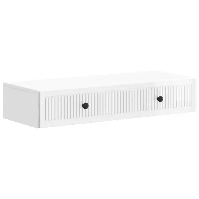 vidaXL Stenska stranska miza Bela visok sijaj 87,5 x 34,5 x 17 cm