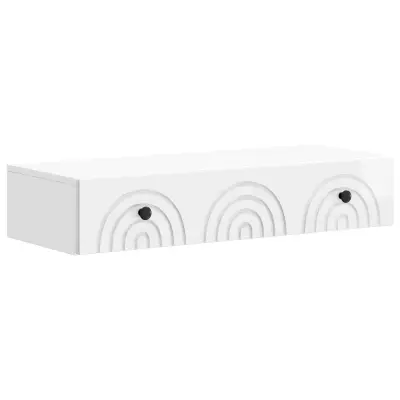 vidaXL Stenska stranska miza Bela visok sijaj 87,5 x 34,5 x 17 cm
