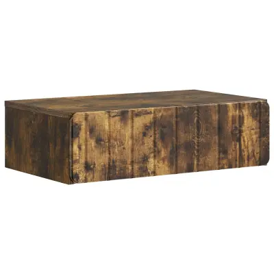 vidaXL Stenska stranska miza Dimljen hrast 59 x 34,5 x 17 cm