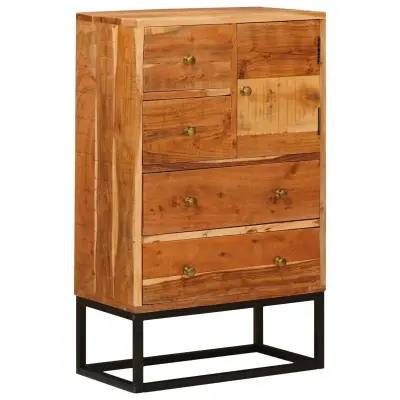 vidaXL Predalnik z vrati Naravna 55 x 30 x 90 cm Masiven les akacije