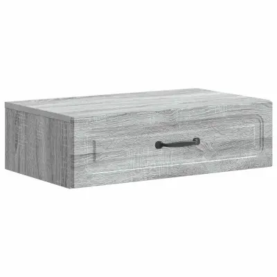 vidaXL Stenska stranska miza Siva Sonoma 59 x 34,5 x 17 cm