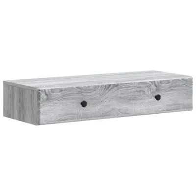 vidaXL Stenska stranska miza Siva Sonoma 87,5 x 34,5 x 17 cm