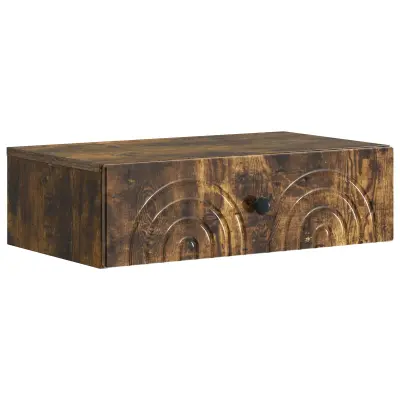 vidaXL Stenska stranska miza Dimljen hrast 59 x 34,5 x 17 cm